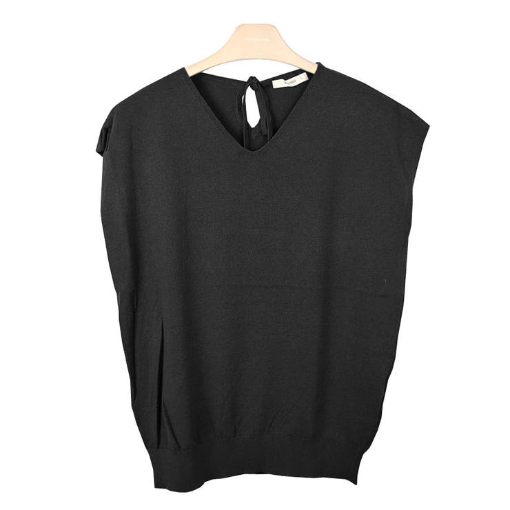 １．ブラック | サマーニット Vネック フレンチスリーブ | terracotta