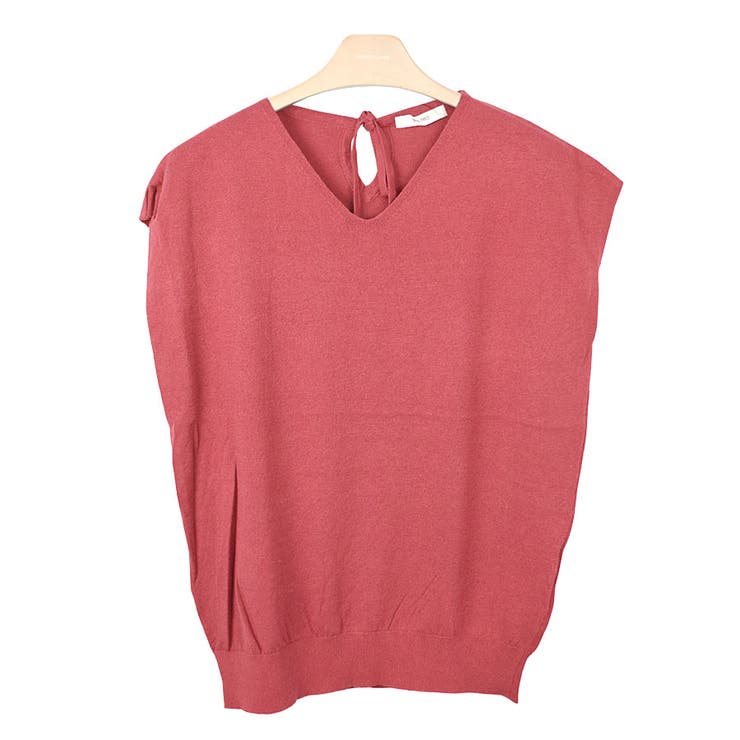 ３．レッド | サマーニット Vネック フレンチスリーブ | terracotta