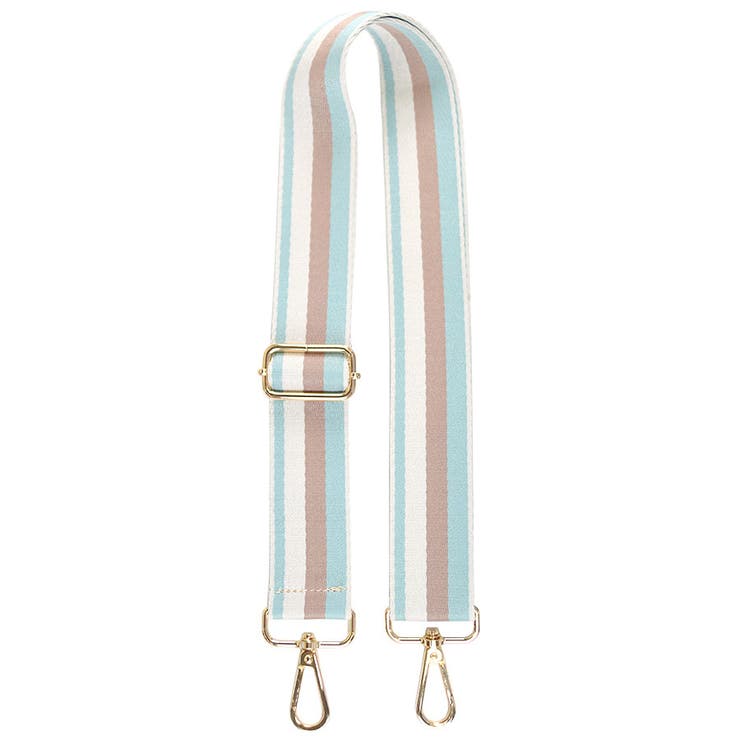 １３．ストライプミント | ショルダーストラップ バッグ用 太め | terracotta