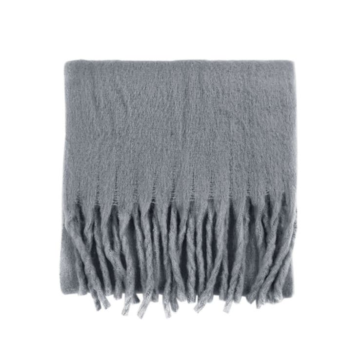 １１．ダークグレー | マフラー レディース 太フリンジ | terracotta