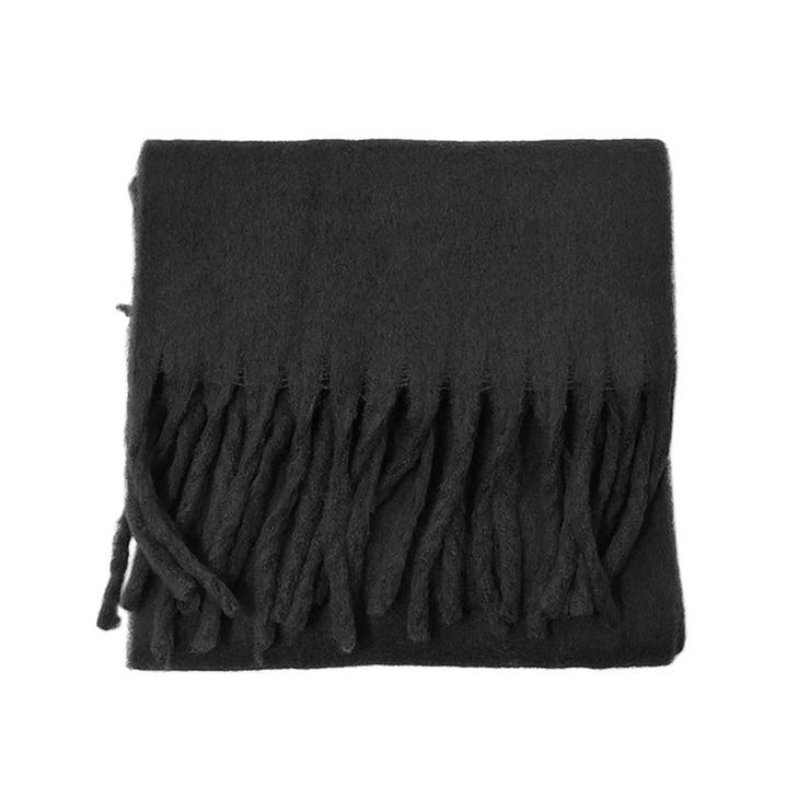 １３．ブラック | マフラー レディース 太フリンジ | terracotta