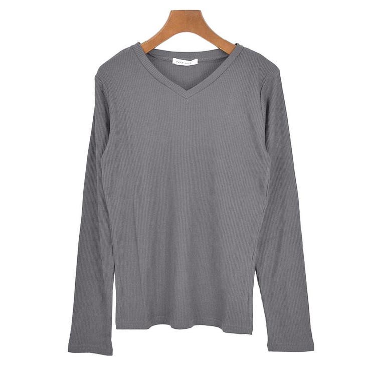 ５．Ｖ首×チャコール | Tシャツ カットソー 長袖 | terracotta