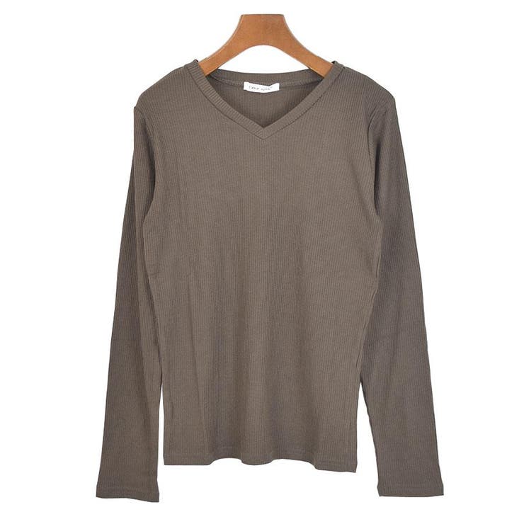 ７．Ｖ首×ブラウン | Tシャツ カットソー 長袖 | terracotta