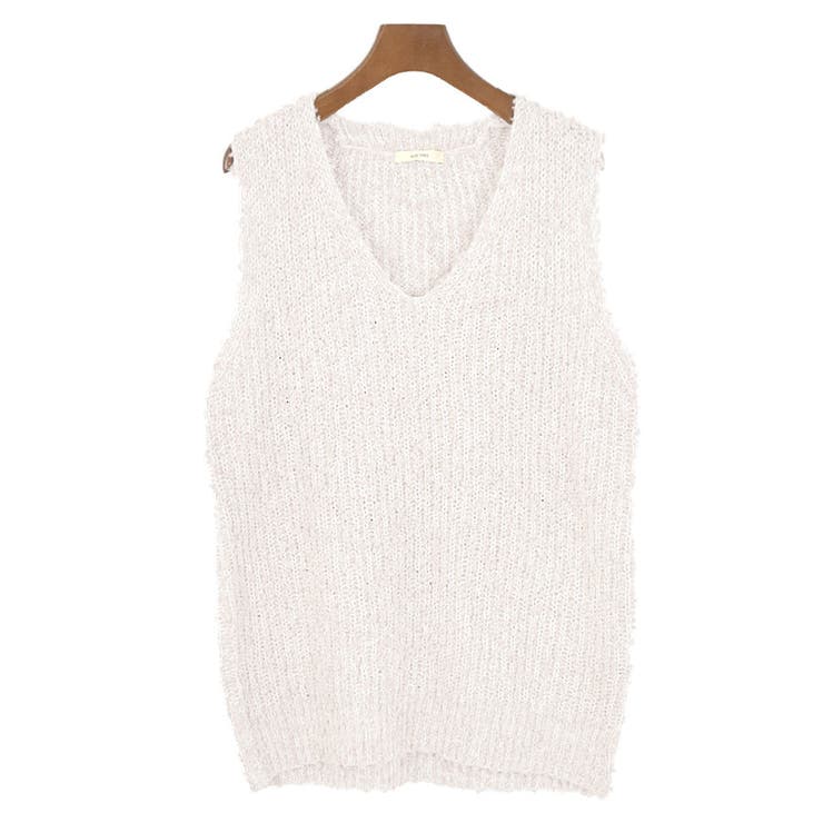 ５．アイボリー | ニットベスト レディース Vネック | terracotta