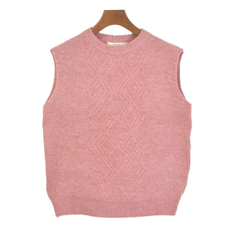 １．ピンク | ニットベスト レディース 丸首 | terracotta