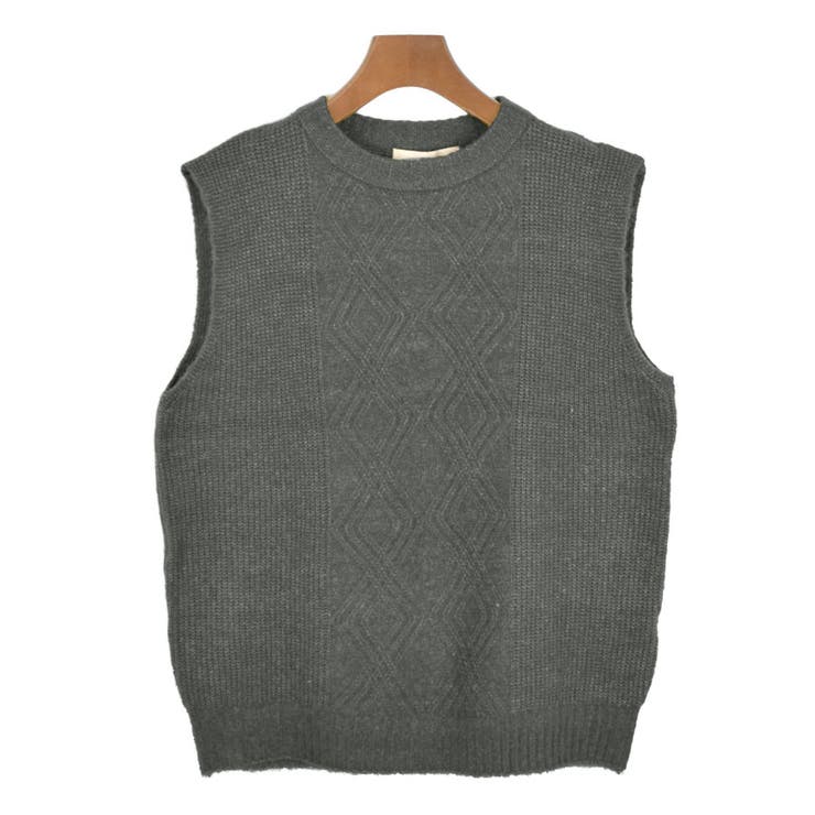 ３．ダークグレー | ニットベスト レディース 丸首 | terracotta