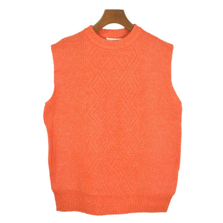 ４．オレンジ | ニットベスト レディース 丸首 | terracotta