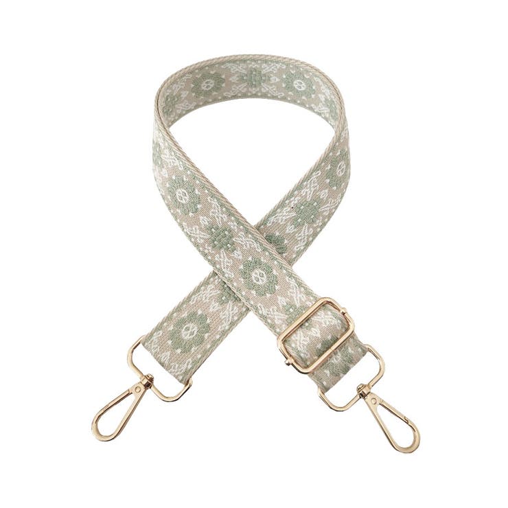 ７．ベージュ×ミント小花 | ショルダーストラップ バッグ用 太め | terracotta