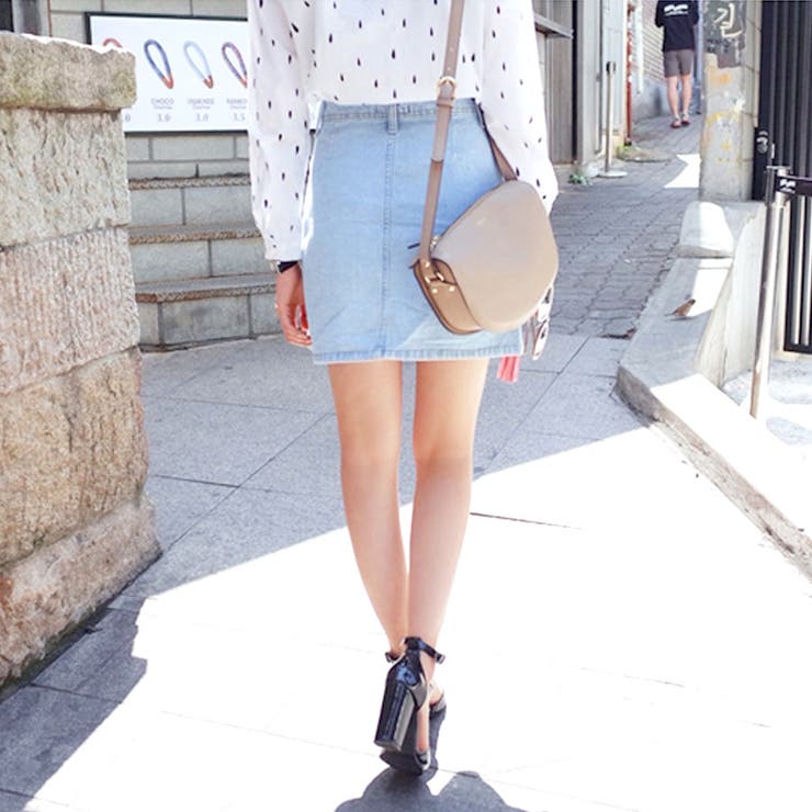 フロントボタン スカート デニムスカート | terracotta | 詳細画像6 