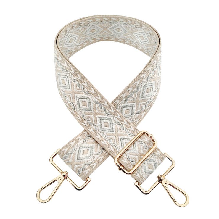 7.ベージュ×銀白ダイヤ | ショルダーストラップ 刺繍 春 | terracotta