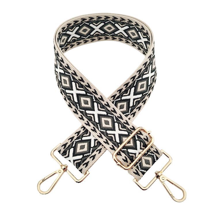 9.ベージュ×白黒灰ダイヤ | ショルダーストラップ 刺繍 春 | terracotta