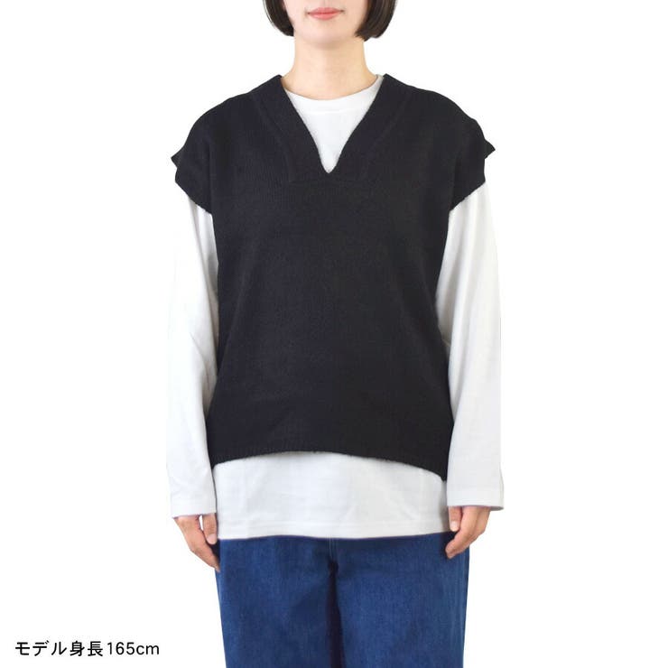 ニットベスト レディース Vネック | terracotta | 詳細画像8 