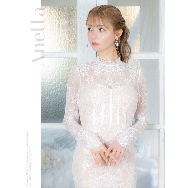 総レース×ハイネックミディアムドレス 韓国ドレス セクシードレス | Tika | 詳細画像4 