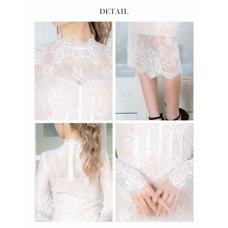 総レース×ハイネックミディアムドレス 韓国ドレス セクシードレス | Tika | 詳細画像9 