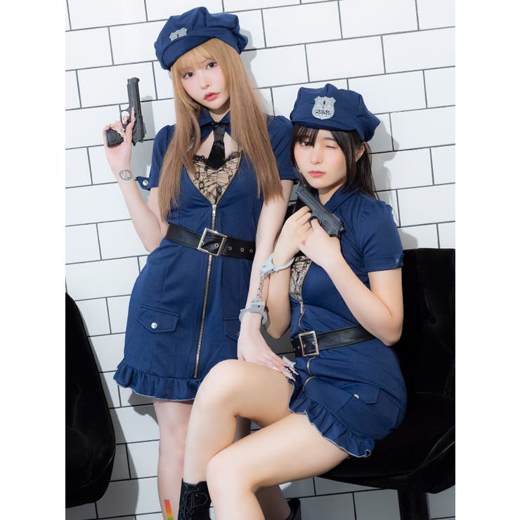 フロントジップレースミニスカポリスコスチューム ハロウィンコスプレ ガーリーコス… | Tika | 詳細画像5 