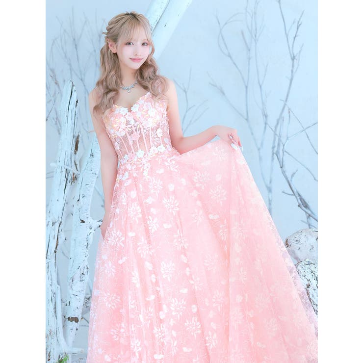 【LA直輸入】立体フラワー×ラメAライン＊スピンドル調整付き主役フレアロングドレ… | Tika | 詳細画像10 