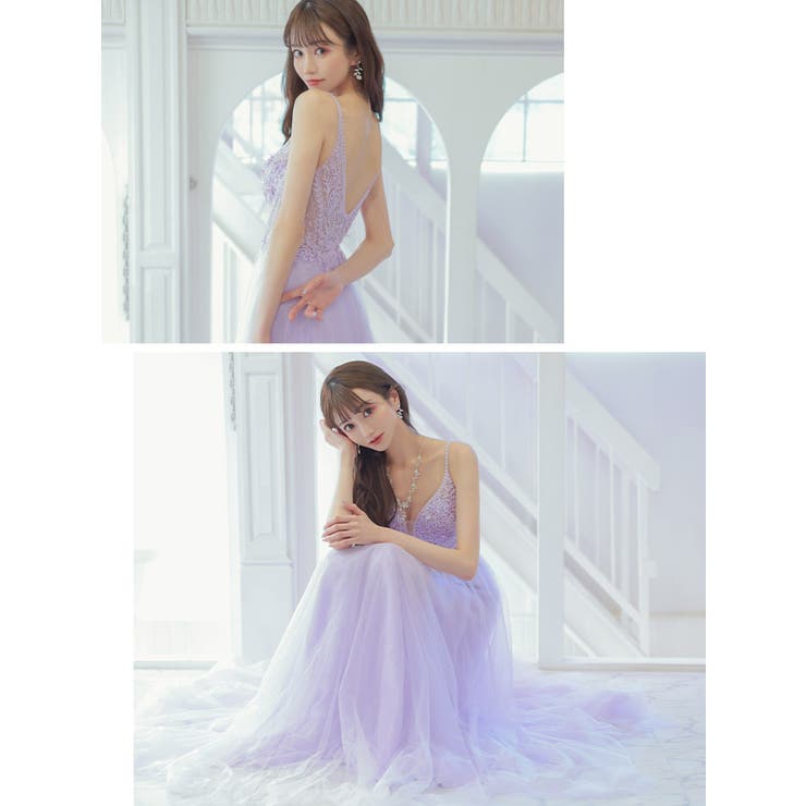 ラメ×シースルーシフォンスカートロングドレス イベントドレス