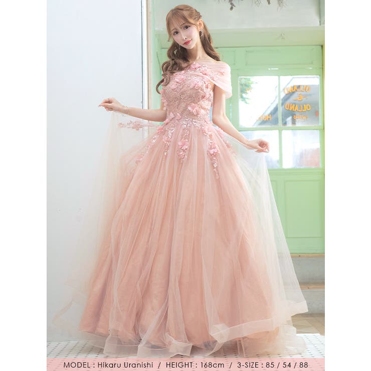 フラワーモチーフピンクドレス♡