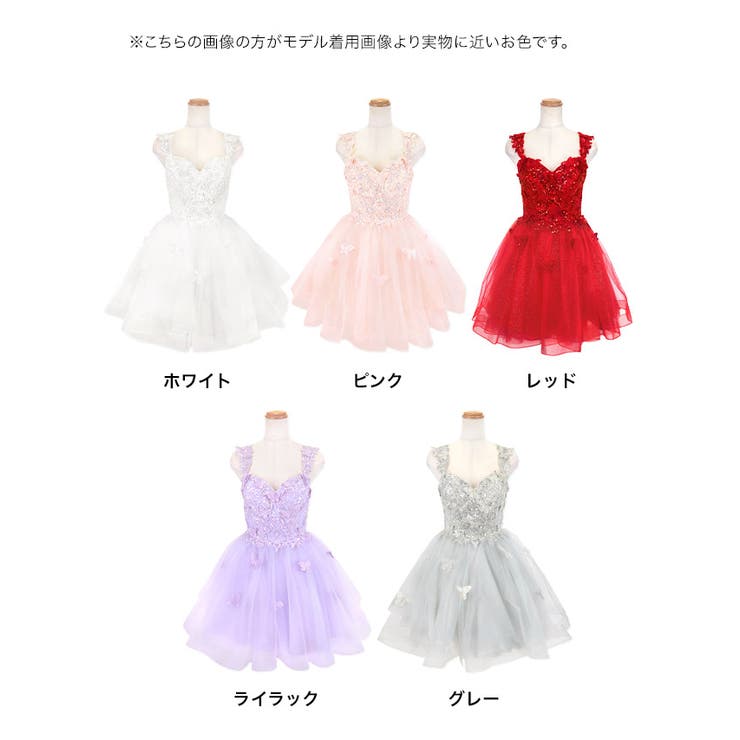 スパンコール×刺繍トップショルダーAラインフレアミニドレス ガーリードレス イベ… | Tika | 詳細画像18 