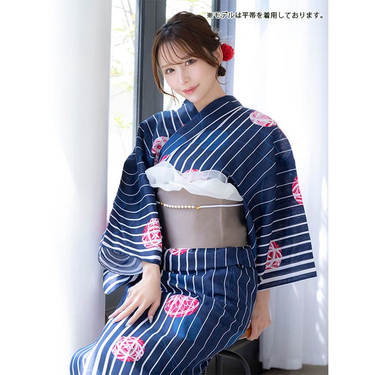 浴衣  tika  浴衣帯セット⭐︎下駄・飾り紐付き 古典梅柄浴衣3点セット 平帯 下駄[品番：XK000013546]｜Tika