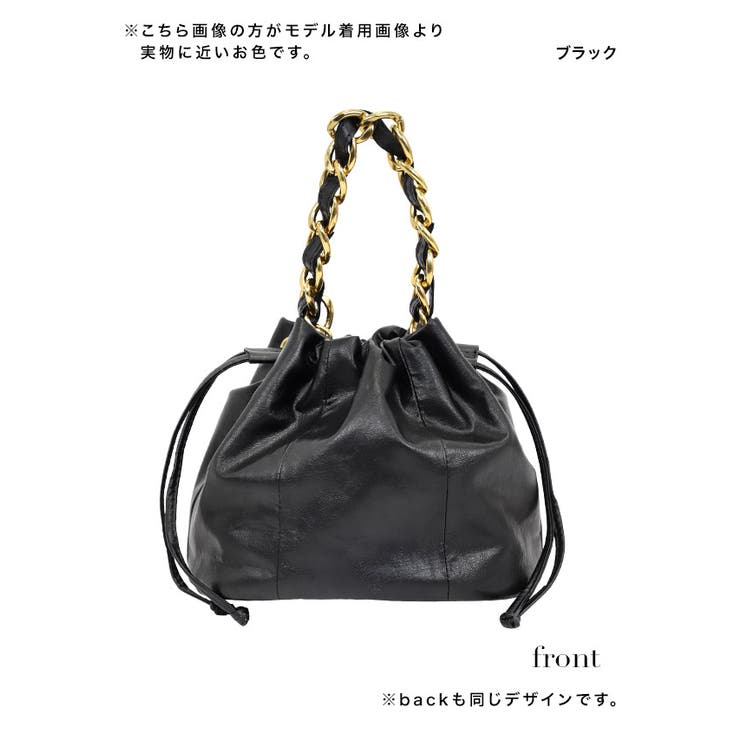 Tika ゴールドチェーンハンドル巾着2wayミニバッグ ハンドバッグ | Tika | 詳細画像3 