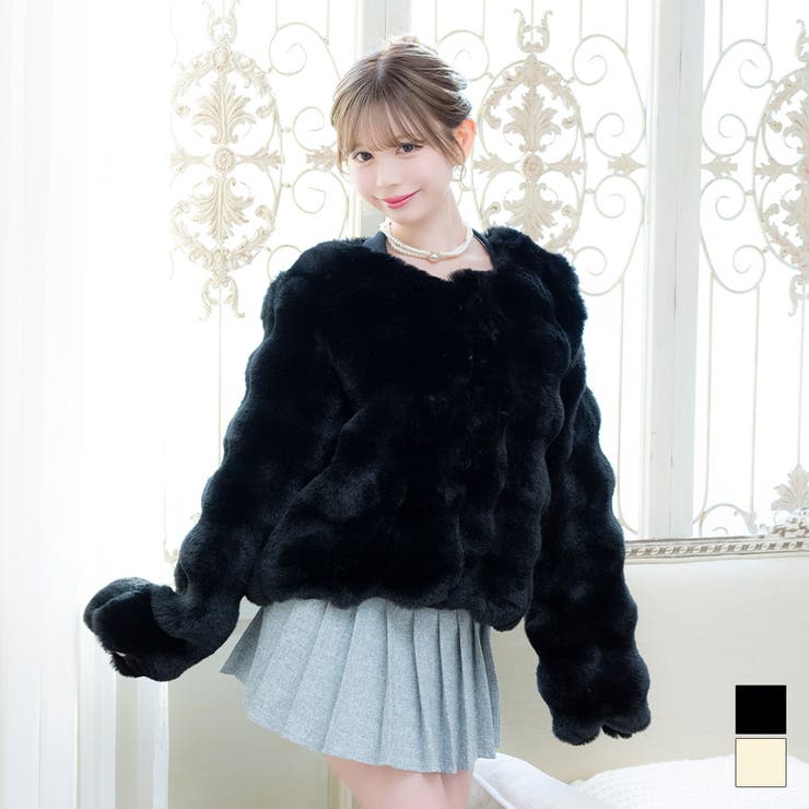 ブラック | Tika フェイクファーボリュームボレロ キャバドレス小物 | Tika