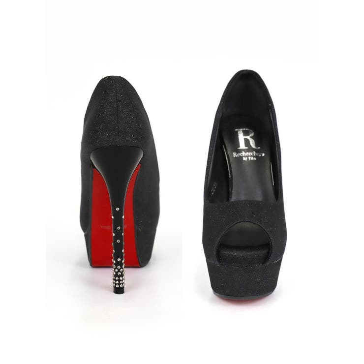 ラメ入りワンカラーオープントゥパンプス シューズ ハイヒール | Tika | 詳細画像4 