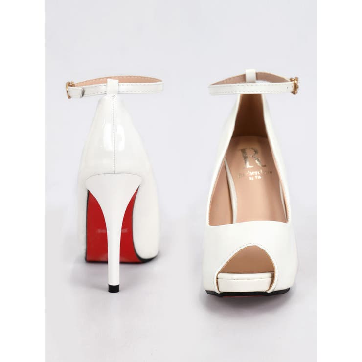 10cmヒール×アンクルストラップ付きオープントゥパンプス シューズ ハイヒール | Tika | 詳細画像4 