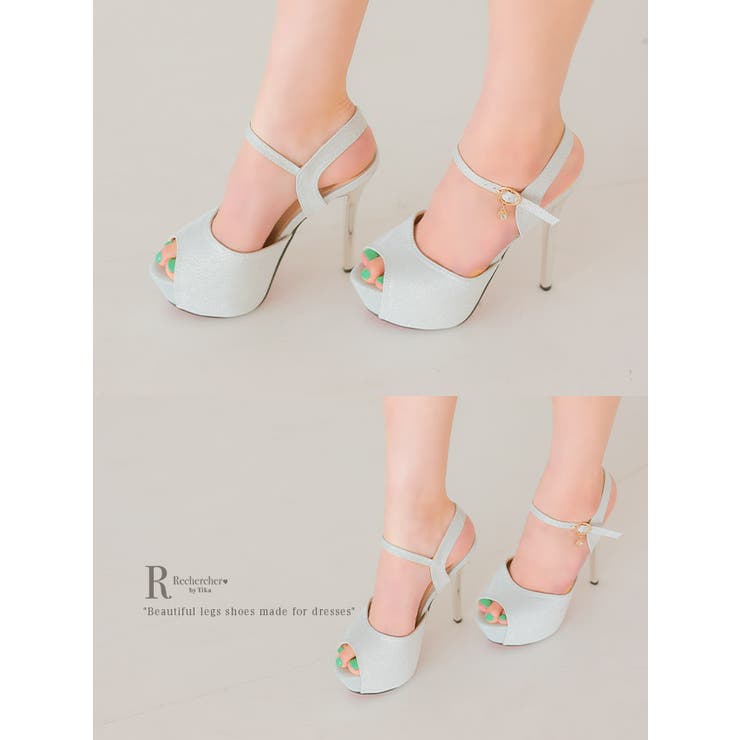 ワンカラーデザインオープントゥサンダル ハイヒール 10cm以上 | Tika | 詳細画像2 