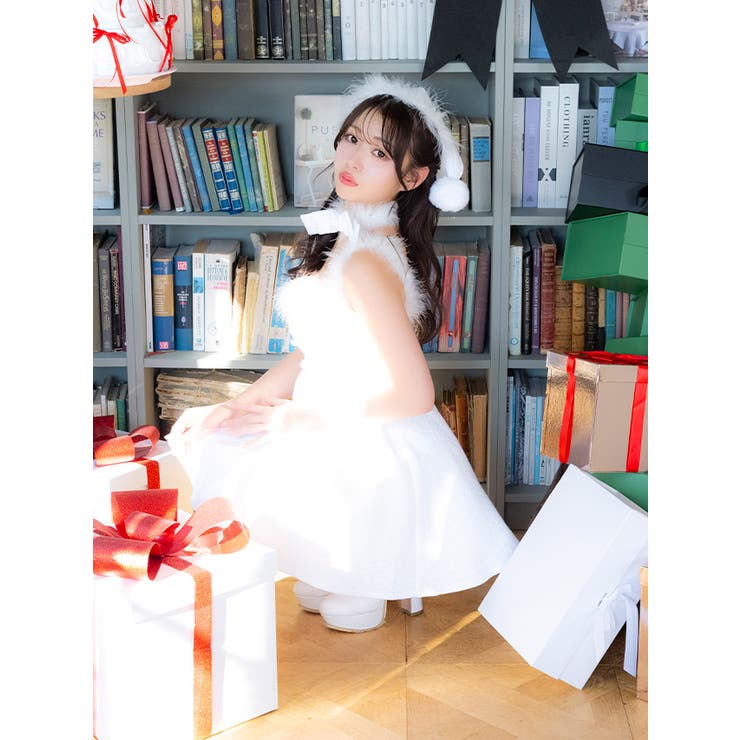 ツイード×ファー付きフレアリボンサンタコスチューム ガーリーサンタ ネックリボン | Tika | 詳細画像12 