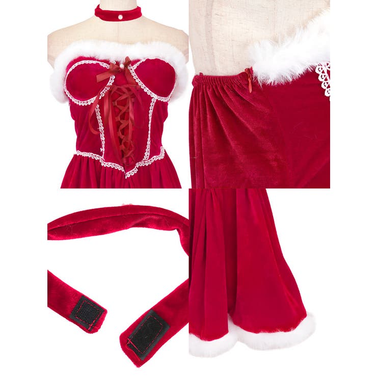 レースパイピング×レースアップAラインサンタコスチューム サンタコスプレ | Tika | 詳細画像8 