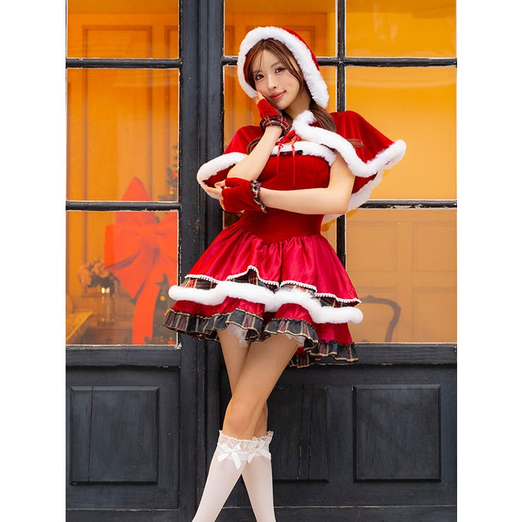 チェック柄×フレアシルエットのケープ付きサンタコスチューム ガーリーサンタ | Tika | 詳細画像14 