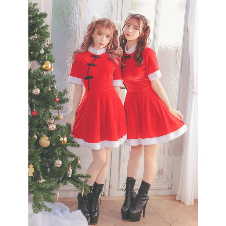 チャイナテイストAラインサンタコスチューム サンタコスプレ クリスマス | Tika | 詳細画像3 