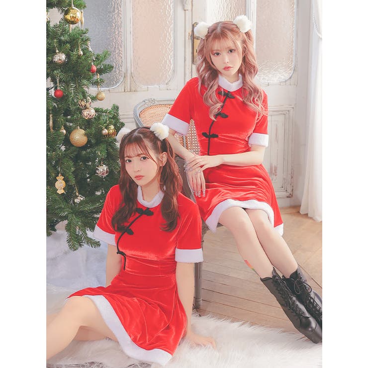チャイナテイストAラインサンタコスチューム サンタコスプレ クリスマス | Tika | 詳細画像4 
