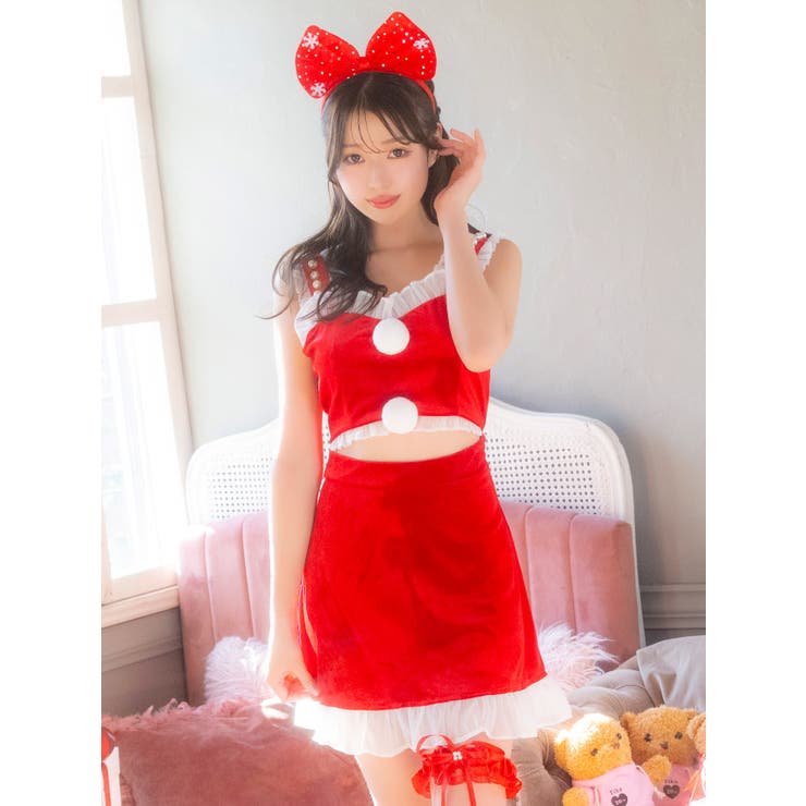 ウエストカット×フリル裾のガーター付きサンタコスチューム3点セット | Tika | 詳細画像6 