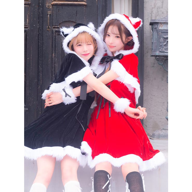 ねこ耳フードケープ付きAラインサンタコスチューム サンタコスプレ ガーリーサンタ | Tika | 詳細画像10 