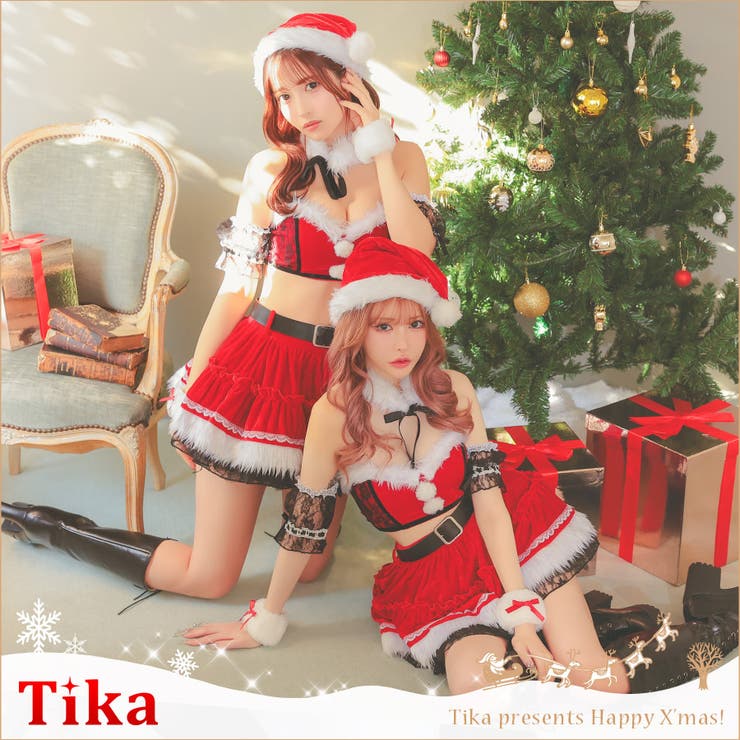 ランジェリーテイスト×ブラックレースサンタコスチューム サンタコスプレ クリスマス | Tika | 詳細画像1 