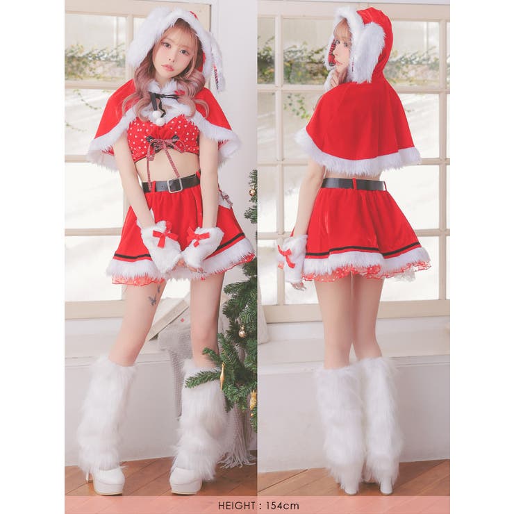 Tika] サンタ 黒っぽい コスプレ レディース 可愛い サンタコス バニーガール メイド バニー クリスマス ファー付き胸開き