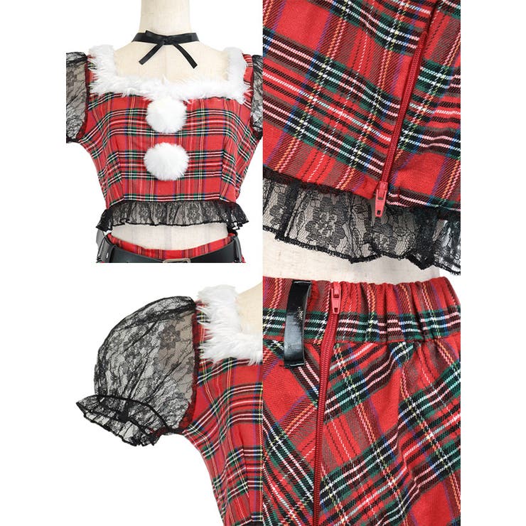アイドル風タータンチェックブラックキャットガールサンタコスチューム | Tika | 詳細画像8 