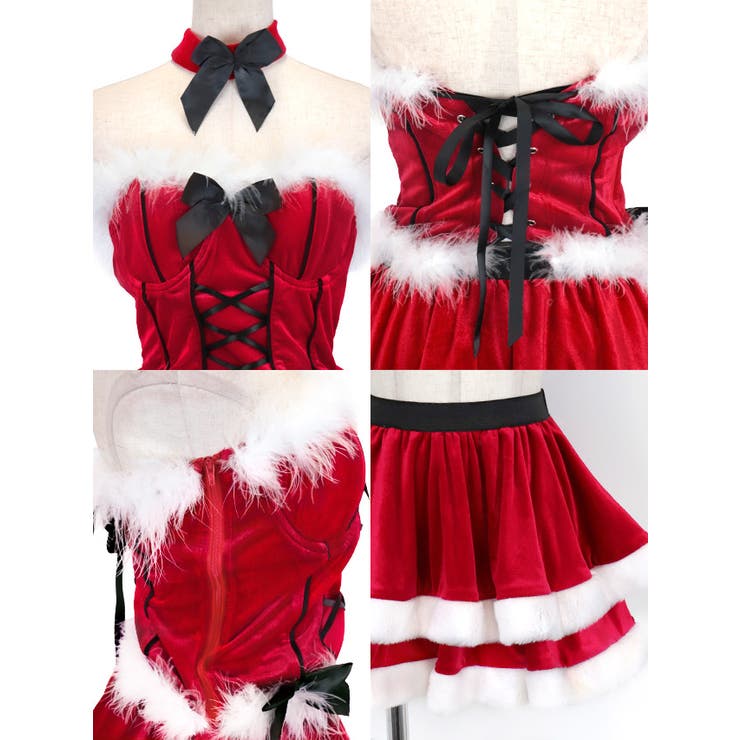 バックレースアップフレアキャットガールサンタコスチューム サンタコスプレ | Tika | 詳細画像9 