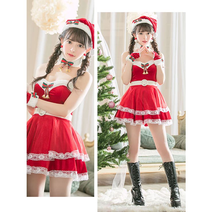レースパイピングフリル×ウエストマークフレアサンタコスチューム サンタコスプレ … | Tika | 詳細画像3 
