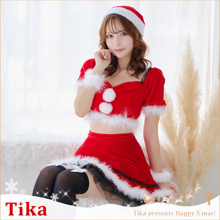 メリハリシルエット×チュールベロアサンタコスチューム サンタコスプレ | Tika | 詳細画像1 