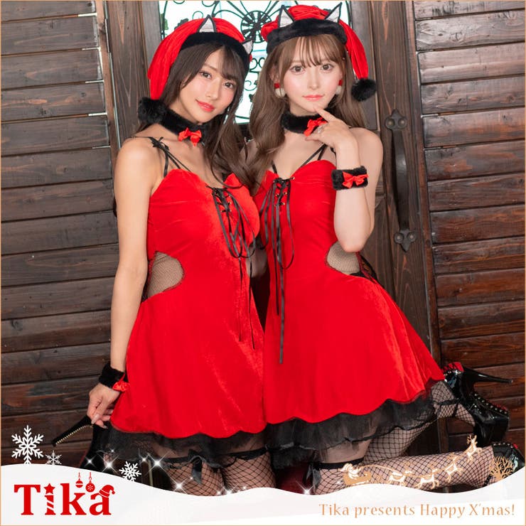 メッシュサイドカットレースアップブラックキャットガールコスチューム | Tika | 詳細画像1 