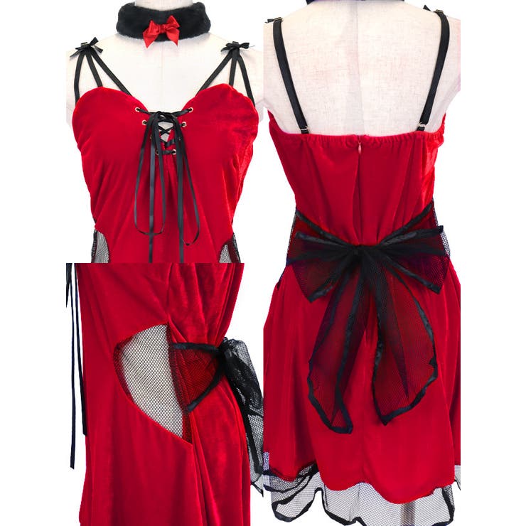 メッシュサイドカットレースアップブラックキャットガールコスチューム | Tika | 詳細画像9 