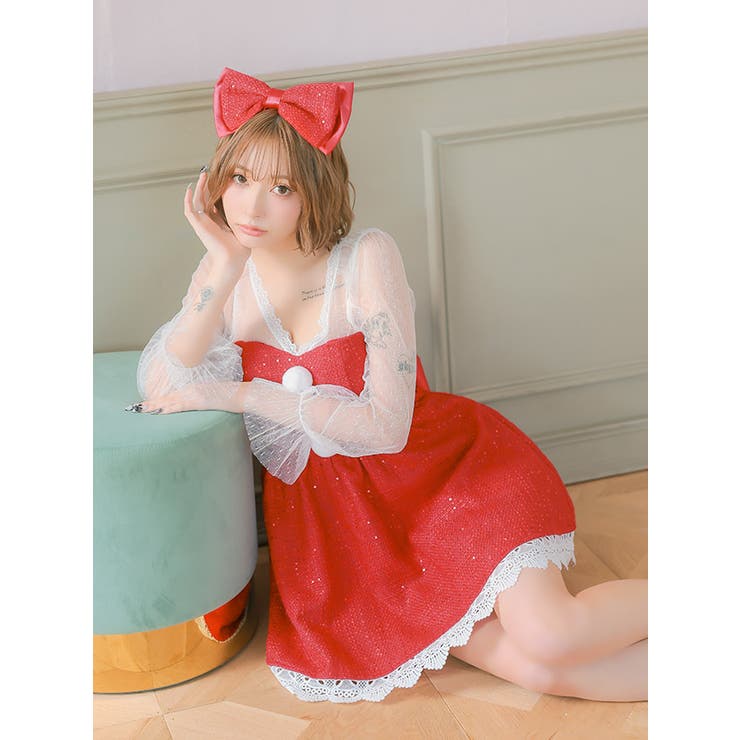 ビッグリボンカチューシャ付きウエストリボンAラインフレアミニドレス | Tika | 詳細画像6 