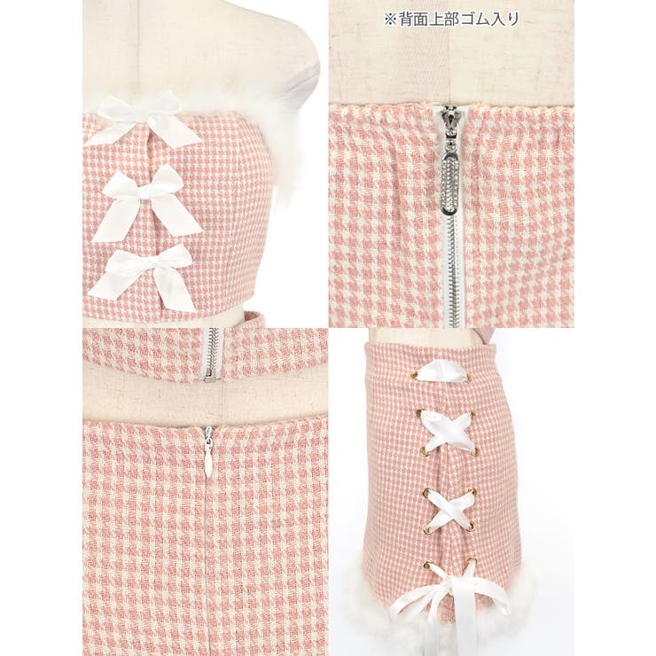 リボン×レースアップ付きピンクサンタコスチューム ガーリーサンタ セットアップ | Tika | 詳細画像9 