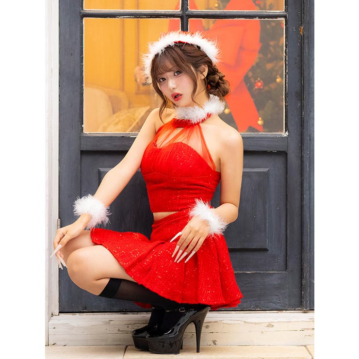 プリーツスカート×チョーカー付きサンタコスチューム ガーリーサンタ セクシー | Tika | 詳細画像2 