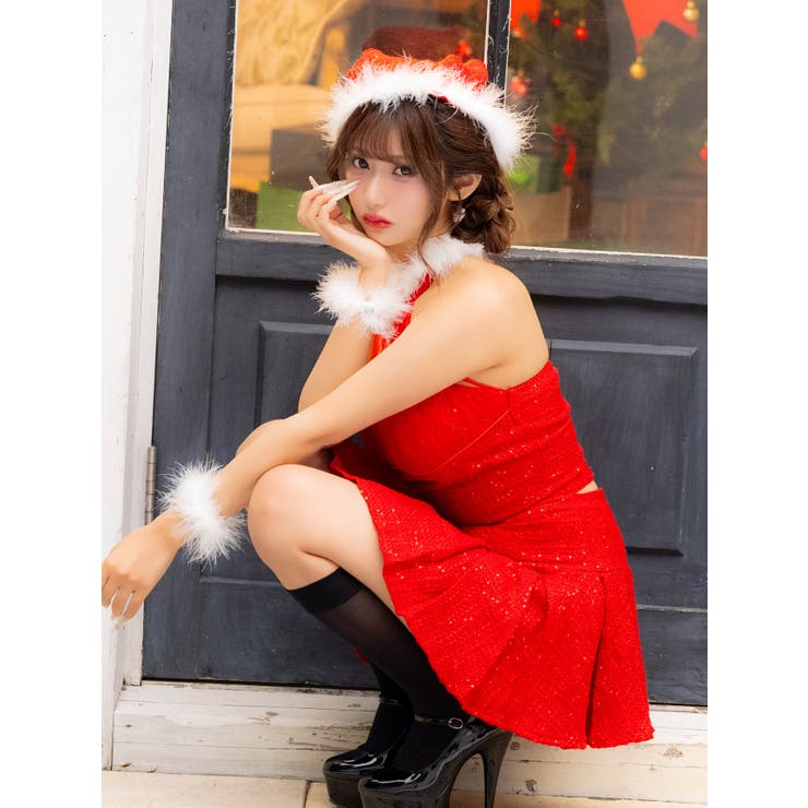 プリーツスカート×チョーカー付きサンタコスチューム ガーリーサンタ セクシー | Tika | 詳細画像5 