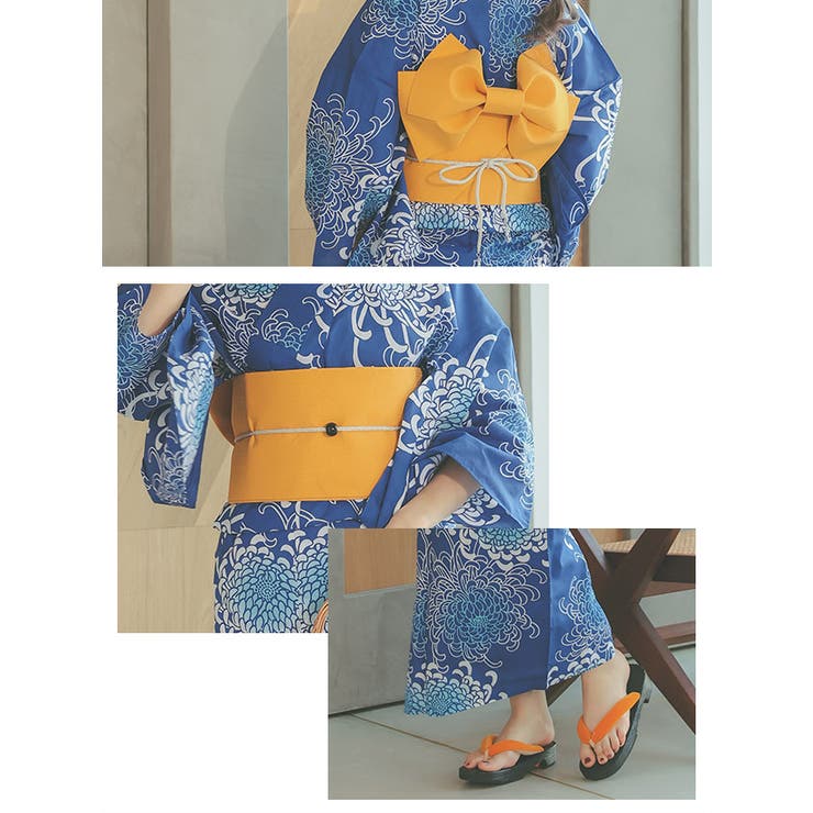 紺地×大輪牡丹柄浴衣2点セット 浴衣セット レディース浴衣[品番