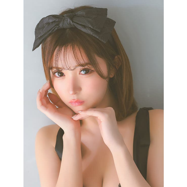 くしゅっとワッシャー加工ビッグリボンカチューシャヘアアクセサリーカジュアルキャバアクセブラックTikaティカ